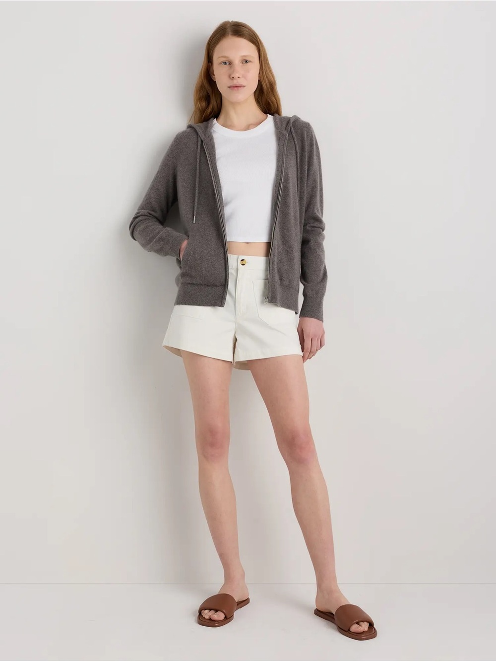 Quince Women’s Mongolian Cashmere Full-Zip Hoodie In Charcoal size XS - Picture 13 of 13